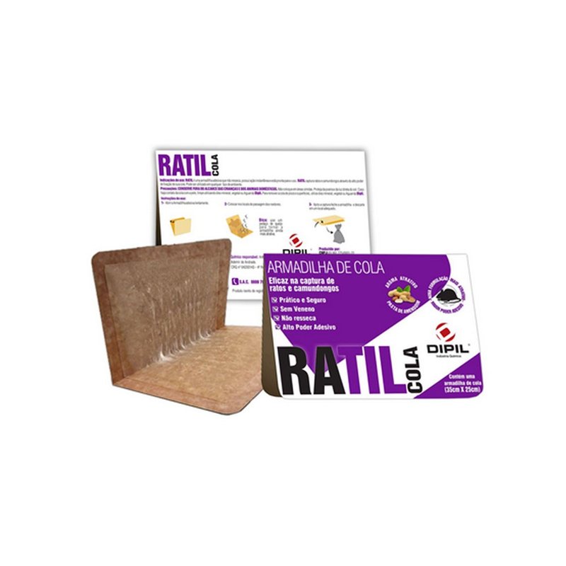 armadilha para ratos e camundongos ratil cola cartao tamanho 35 x 25cm dipil