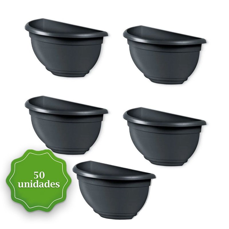 vaso de parede preto 50
