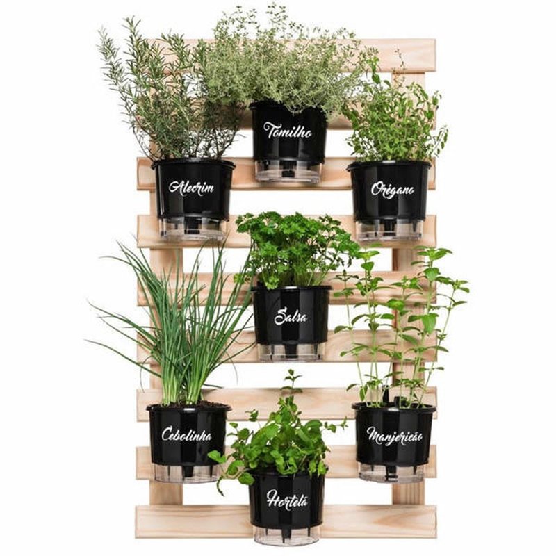 trelica de madeira raiz tamanho 100x60 para vasos autoirrigaveis horta vertical bom cultivo