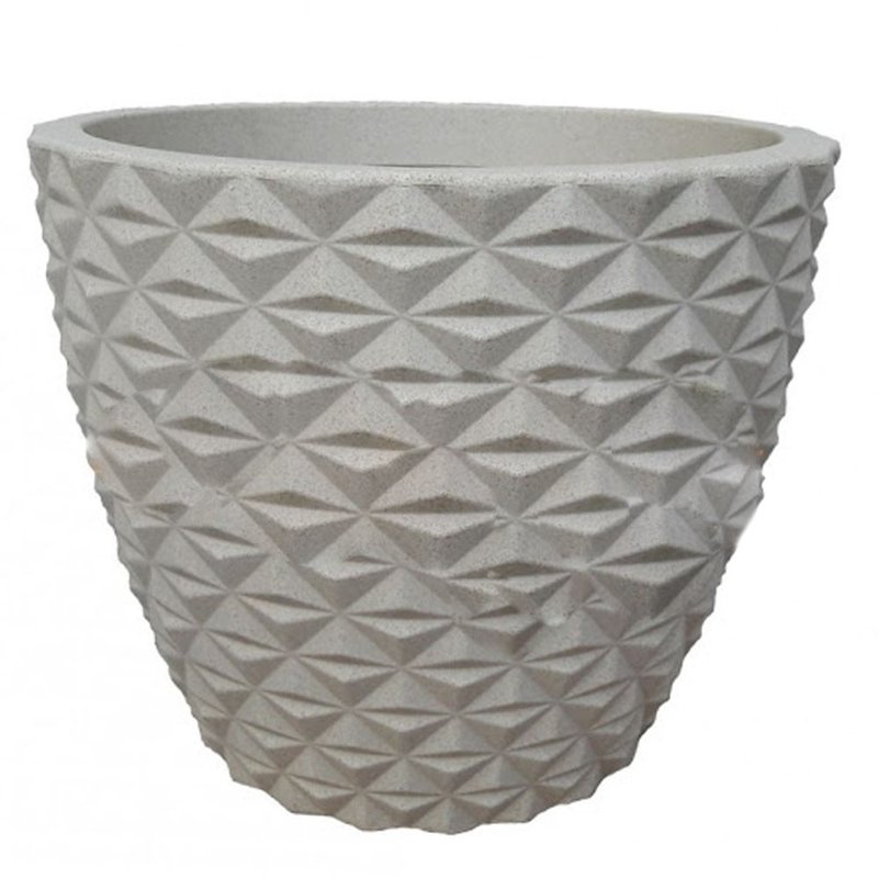 vaso redondo cone lapidado bambu arte bom cultivo marrom stone 40cm